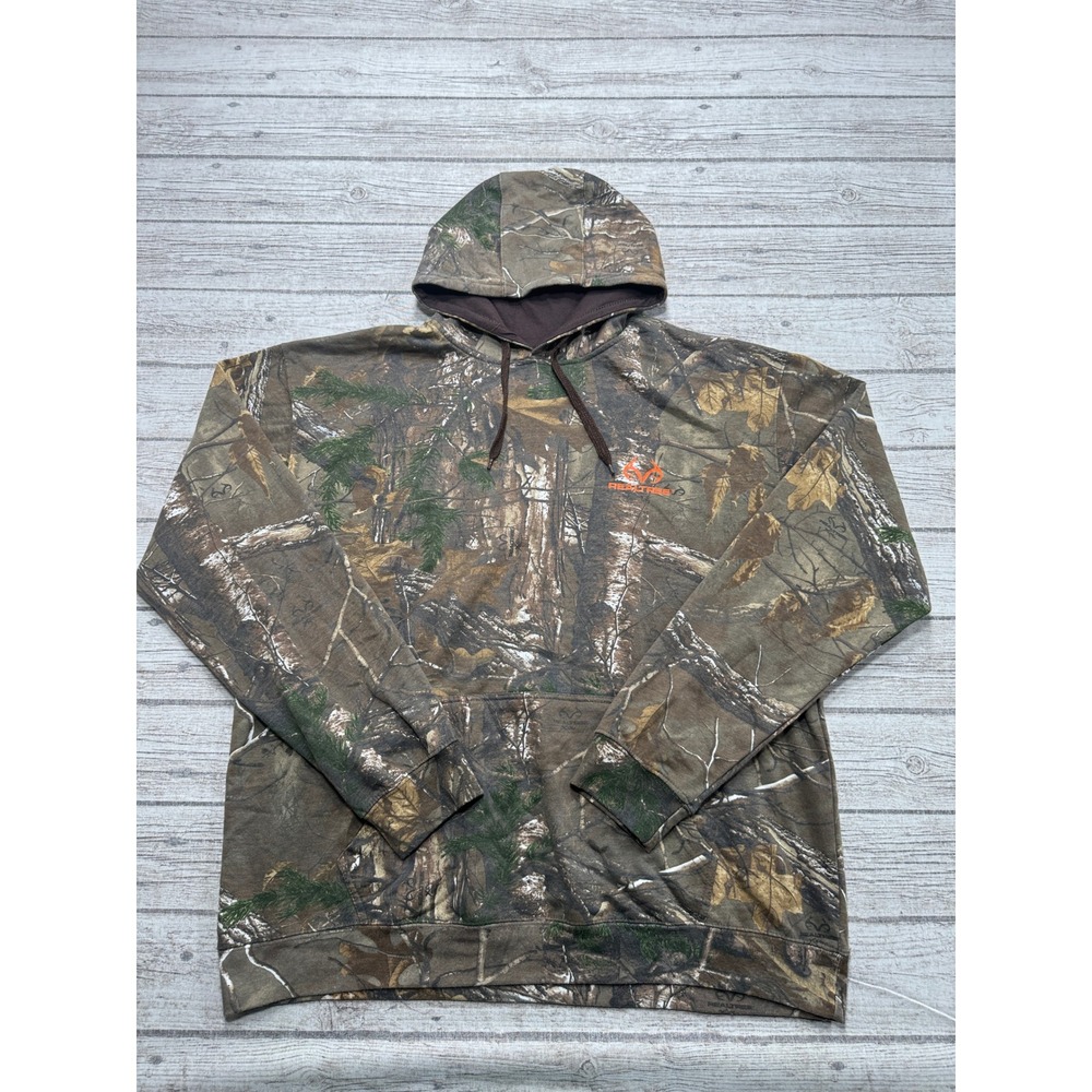 Realtree Hoodie Men's XL Brown Camo Timber Pullover Hunting Outdoor Sweatshirt